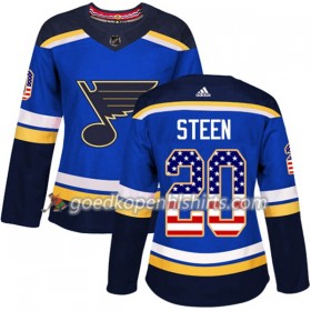 St. Louis Blues Alexander Steen 20 Adidas 2017-2018 Blauw USA Flag Fashion Authentic Shirt - Dames